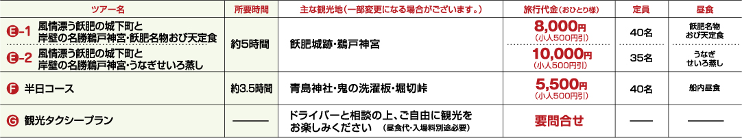 各種オプショナルツアー