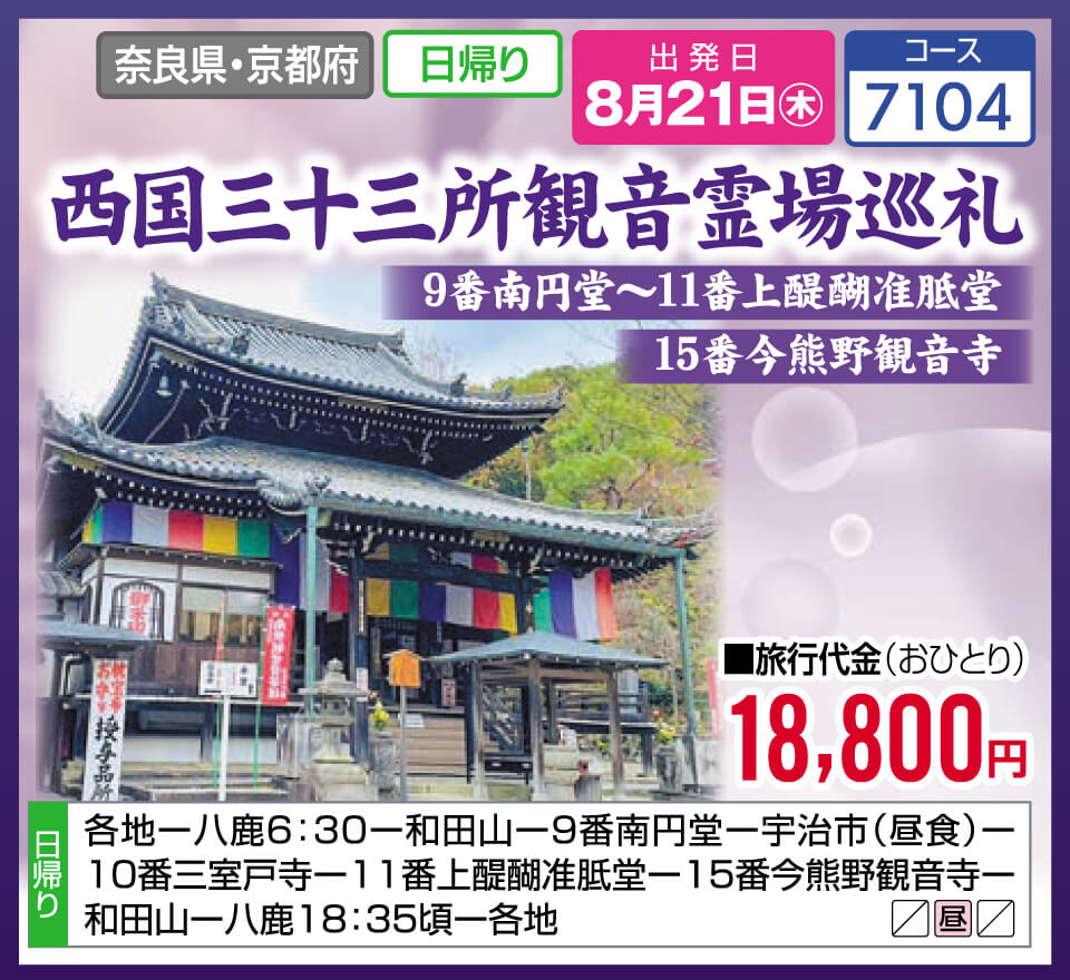 西国三十三所観音霊場巡礼 9番南円堂～11番上醍醐准胝堂 15番今熊野観音寺