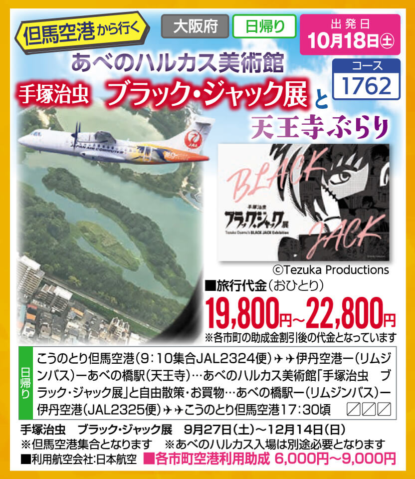 但馬空港から行く あべのハルカス美術館 手塚治虫 ブラック・ジャック展と天王寺ぶらり