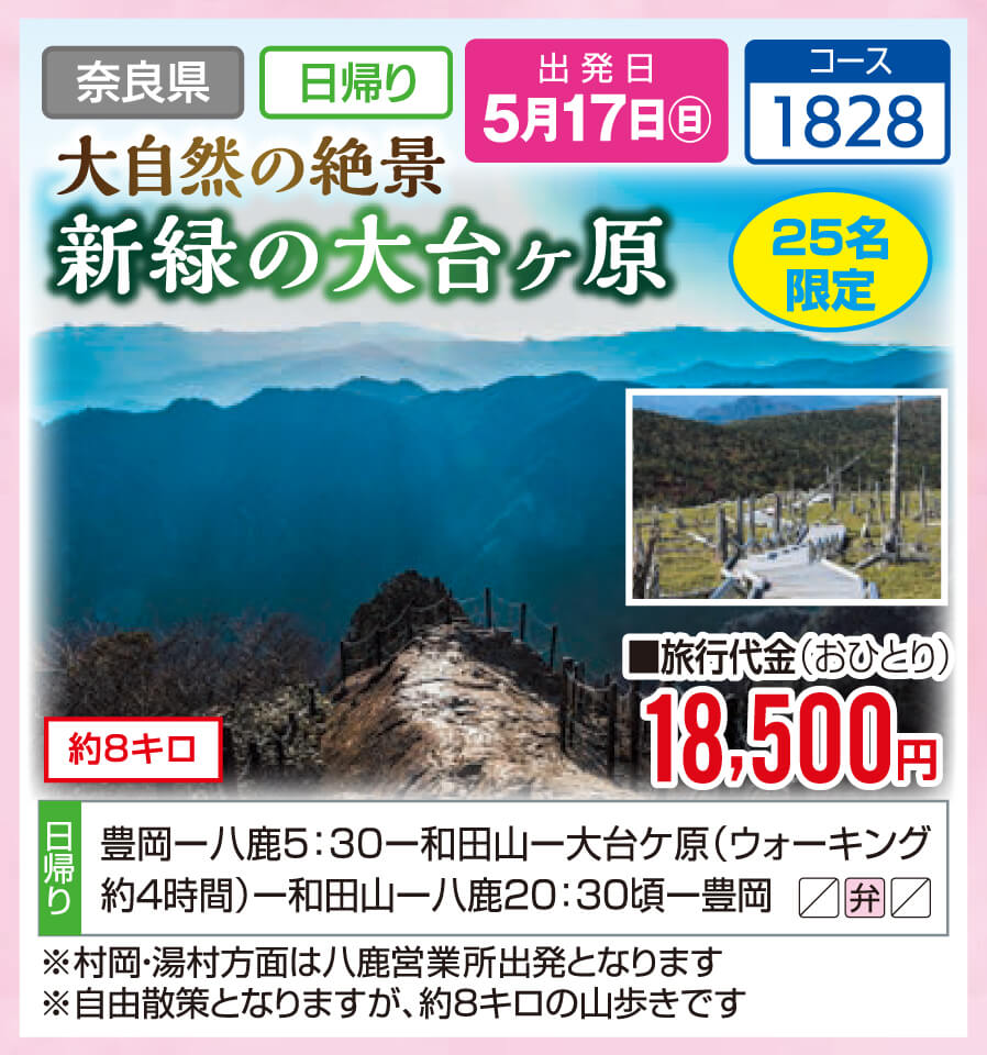 【25名限定】大自然の絶景 新緑の大台ヶ原